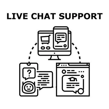 Live chat support concept connecting digital devices Stock Illustration