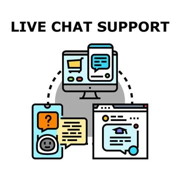 Live chat support concept connecting digital devices Stock Illustration