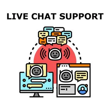 Live chat support concept with virtual assistant communicating Stock Illustration