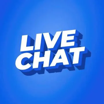 Live chat text in 3d style on blue background Stock Illustration