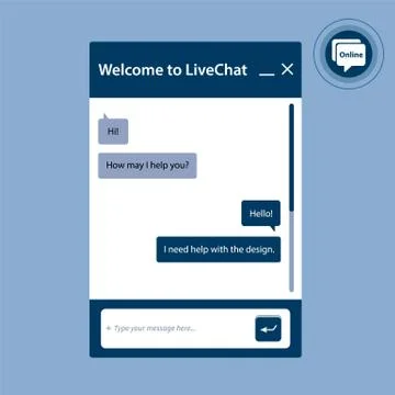 The live chat window for web pages in internet. Stock Illustration