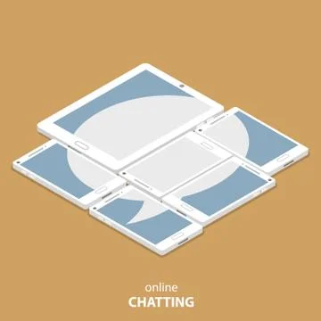 Live chatting flat isometric vector illustration Stock Illustration