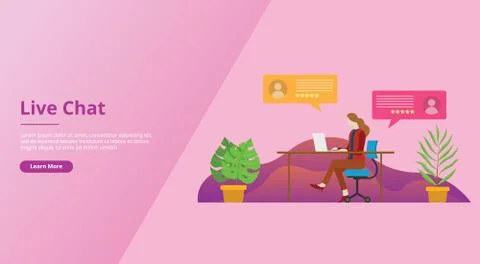 Live chatting technology for website template ui or ux design - vector illust Stock Illustration