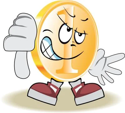 Live coin with face, arms and feet Stock Illustration