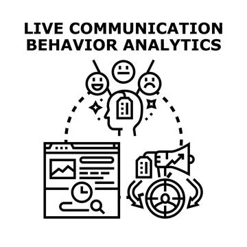 Live communication behavior analytics assessing user experience 库存插图