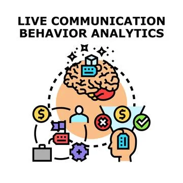 Live communication behavior analytics data processing Illustrazione stock