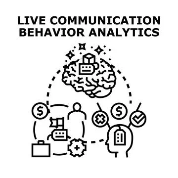 Live communication behavior analytics data processing Illustrazione stock