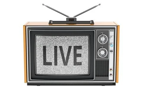 Live concept with retro television. 3D rendering Stock Illustration