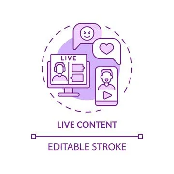 Live content purple concept icon Stock Illustration