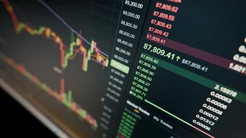 Live Cryptocurrency Trading Screen with Fluctuating Price Ticker Stock Footage 324992331