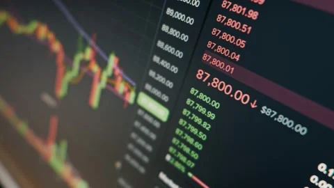 Live Cryptocurrency Trading Screen with Fluctuating Price Ticker Stock Footage 325367629