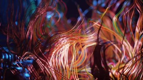 Live curls underwater like fur, multi-colored threads or hair. Mist and DOF Stock Footage 281349984