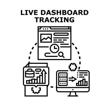 Live dashboard tracking analyzing data performance statistics イラスト素材