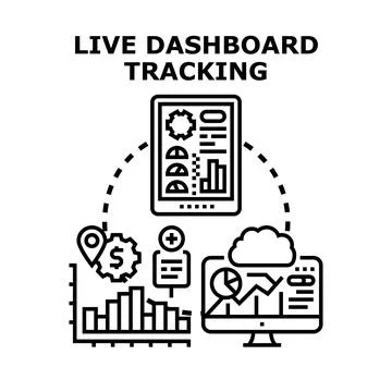 Live dashboard tracking business data analytics Stock Illustration