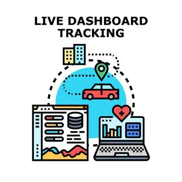 Live dashboard tracking vehicle location data Stock Illustration