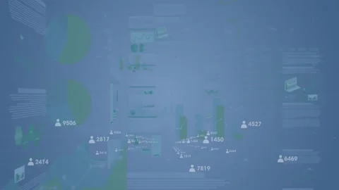 Live-data dash receiving updates, animating nodes and user icons while raising Stock Footage 333902927