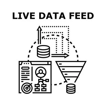 Live data feed stream processing analytics concept Stock Illustration