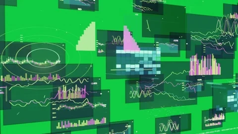 On live data panels forming on transparent bg, rings highlighting charts and Stock Footage 337506368