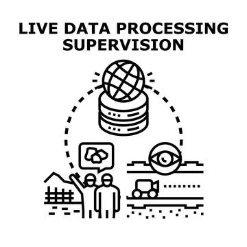 Live data processing supervision and monitoring system Illustrazione stock