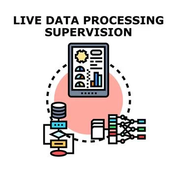 Live data processing supervision concept illustration Illustrazione stock