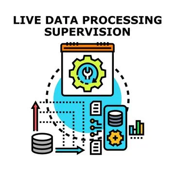 Live data processing supervision concept illustration Stock Illustration