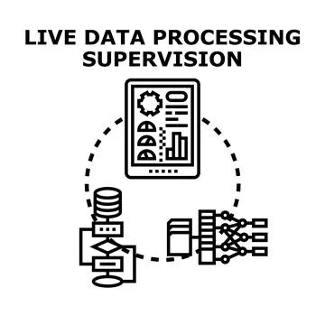 Live data processing supervision concept illustration Stock Illustration
