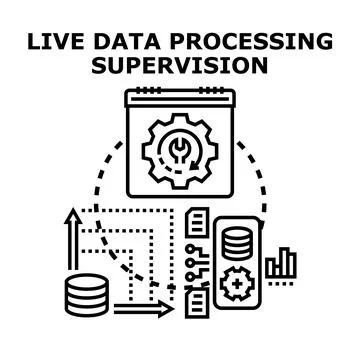 Live data processing supervision concept illustration Illustrazione stock