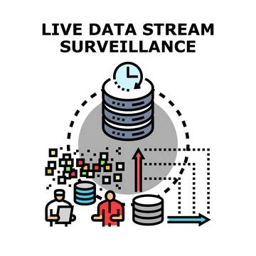 Live data stream surveillance process monitoring information Stock Illustration