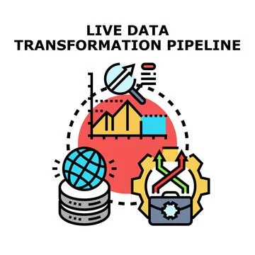 Live data transformation pipeline for business analytics Illustrazione stock