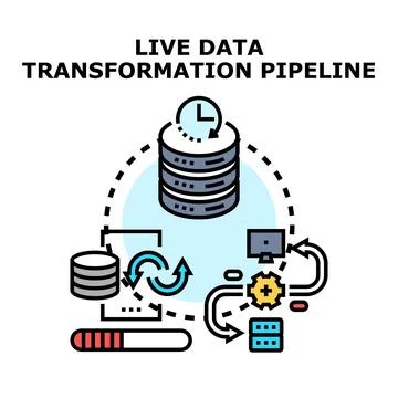 Live data transformation pipeline process concept 스톡 일러스트
