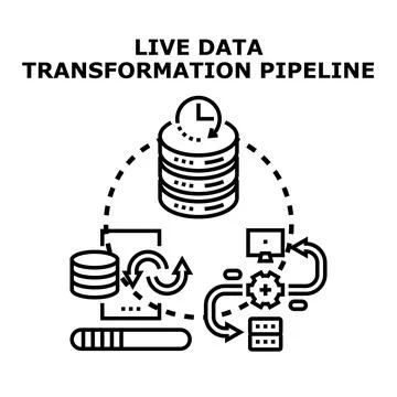 Live data transformation pipeline process concept 스톡 일러스트
