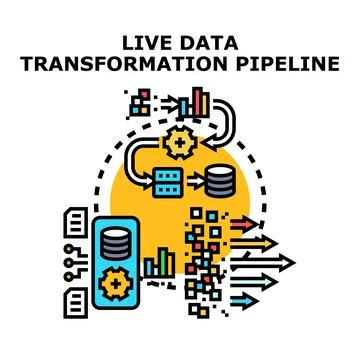 Live data transformation pipeline processing information 스톡 일러스트