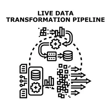 Live data transformation pipeline processing information イラスト素材
