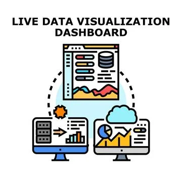 Live data visualization dashboard analytics concept 库存插图