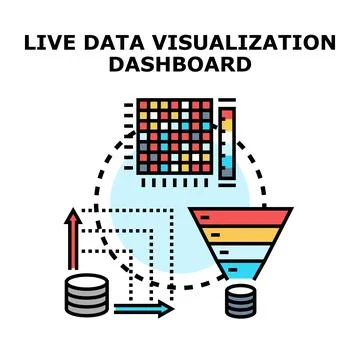 Live data visualization dashboard process analyzing information Stockillustratie