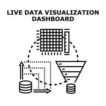 Live data visualization dashboard process analyzing information イラスト素材