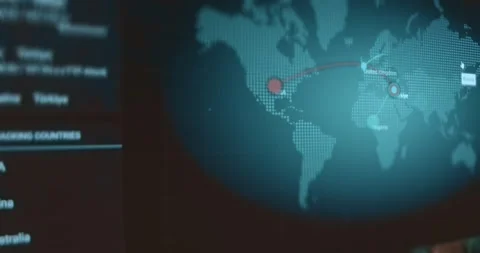 Live Data Visualization of Global Hacking Activity Stock Footage 321760857