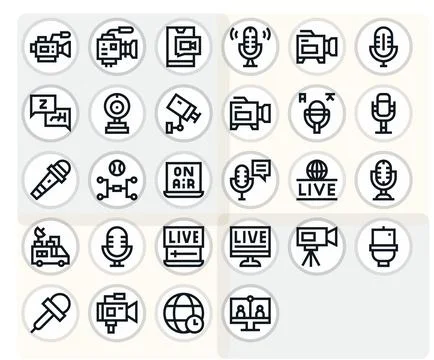 Live Detail Enhanced Vector Set with 28 High Resolution Bold Line Icons Stock Illustration