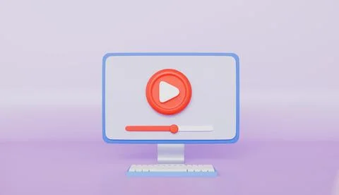 Live digital stream multimedia player, Video streaming in browser on PC Stock Illustration