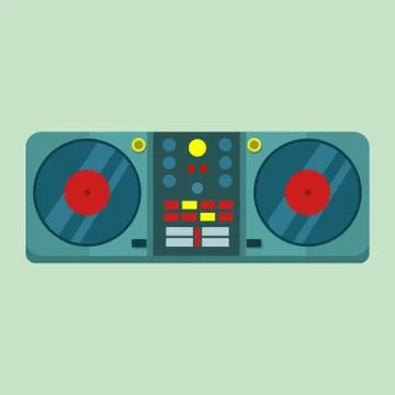 Live DJ Set Turntable Vector Illustration Graphic Stock Illustration