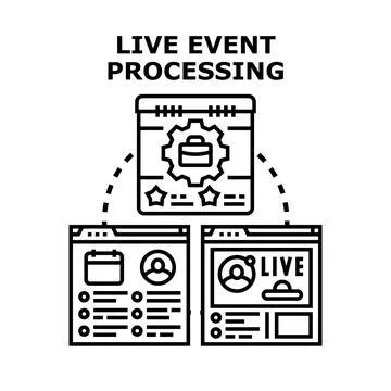 Live event processing management and online streaming system Stock Illustration