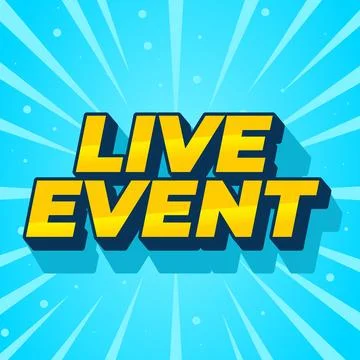 Live event. Text effect in bold fonts with 3D effect. yellow blue color Stock Illustration