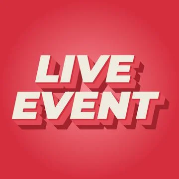 Live event. Text effect in bold fonts with 3D effect. white pink Stock Illustration