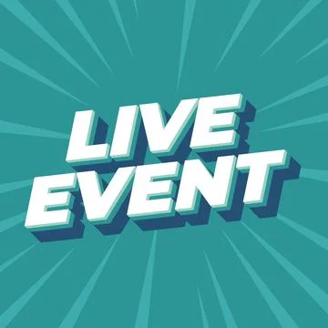 Live event. Text effect in bold fonts with 3D effect. tosca color Stock Illustration