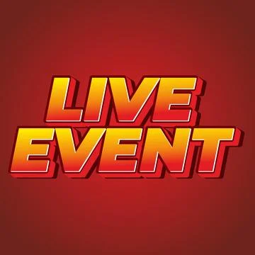 Live event. Text effect in bold fonts with 3D effect. yellow and red colors Stock Illustration
