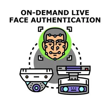 Live face authentication scanning for biometric access control Stock Illustration