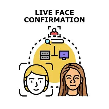 Live face confirmation for identity authentication concept Stock Illustration