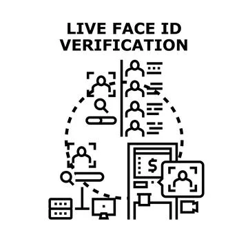 Live face id verification system protecting digital identity Illustrazione stock