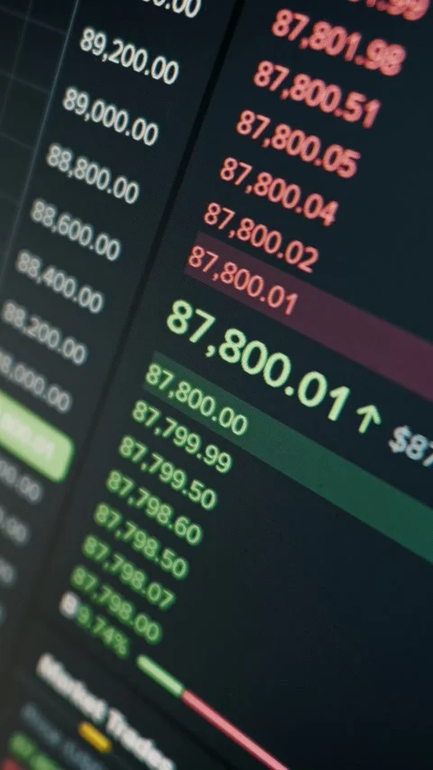Live Financial Order Book with Fluctuating Digital Numbers on a Screen Stock Footage 324949568
