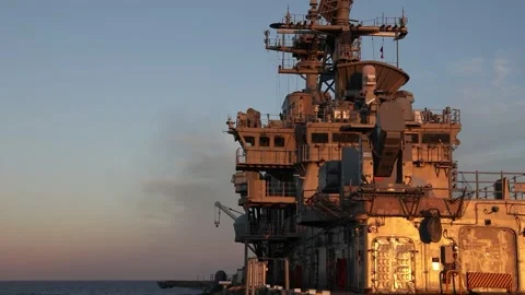Live-fire drill aboard U.S. Navy amphibious assault ship USS Iwo Jima (LHD 7) Stock Footage 300854427